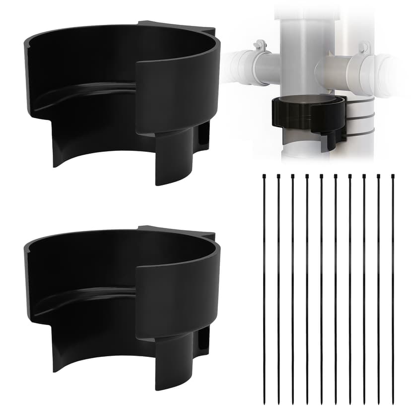 ReignSword 2 Pack Pool Plunger Valve Bracket, Above Ground Pool Hose Holder, Anti-Slip Pool Intake Hose Support, Compatible with Intex, Bestway, Coleman, Funsicle Pool Accessories (Black)