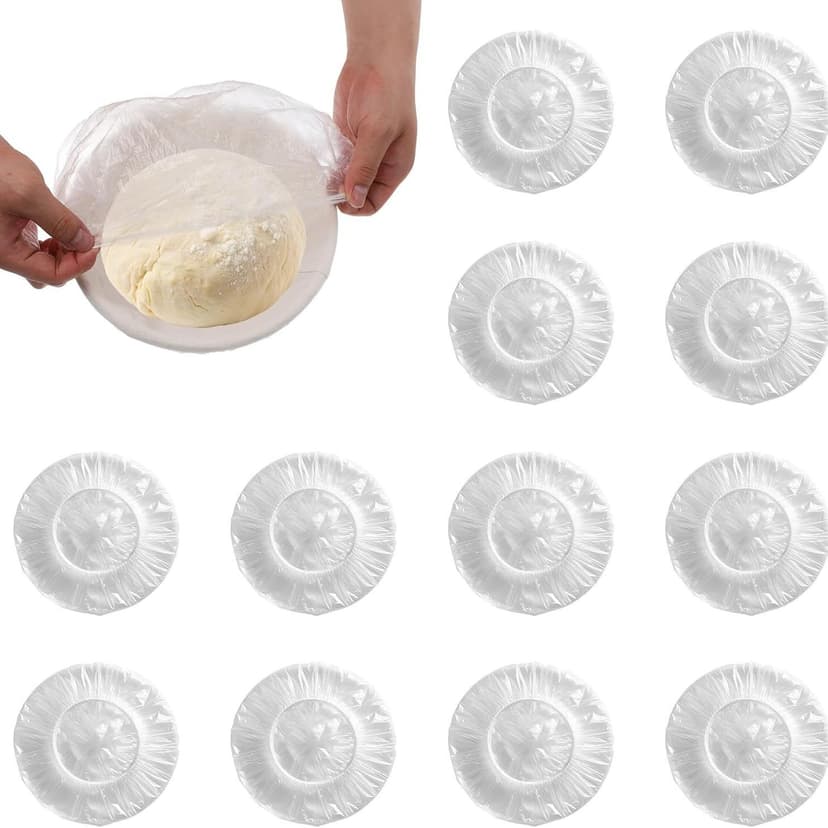 ReignSword 102 Piece Banneton Liner Set, 100 Disposable Plastic Liners and 2 Pcs 9" Elastic Cloth Covers, Sourdough Proofing Supplies for Dough Rising & Fermentation & Artisan Baking