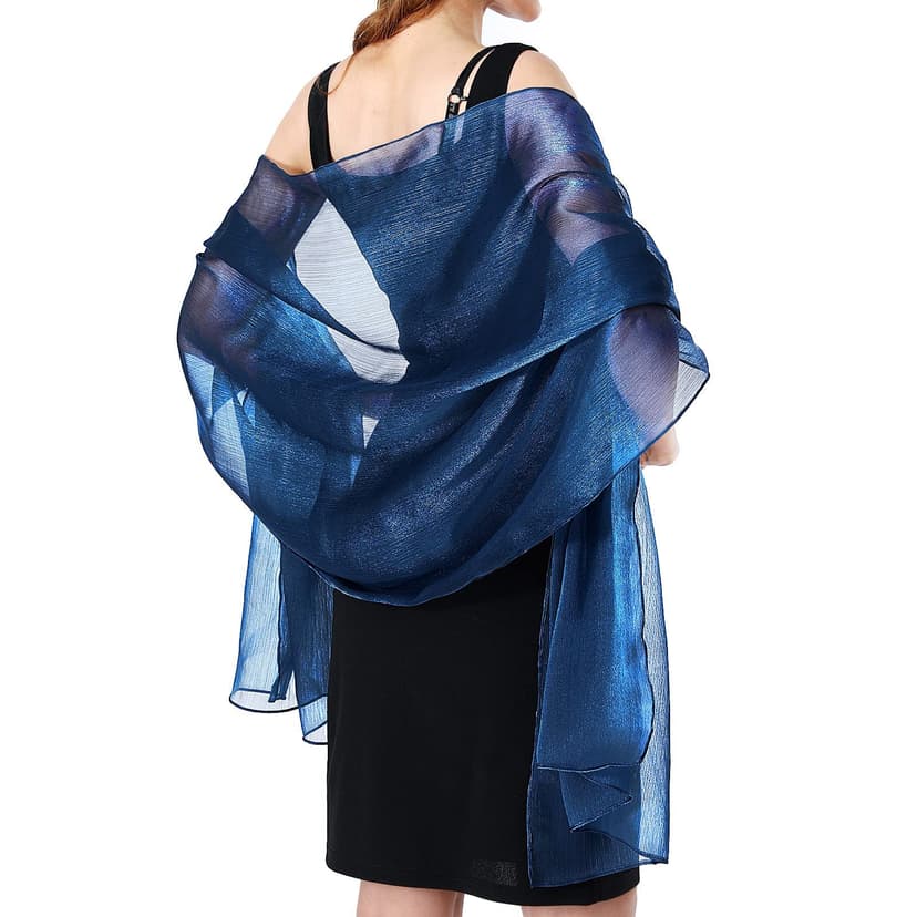 ReignSword Elegant Shawls and Wraps for Evening Dresses, Soft Party Long Scarf, Dressy Shawls for Bridal Weddings (Blue)