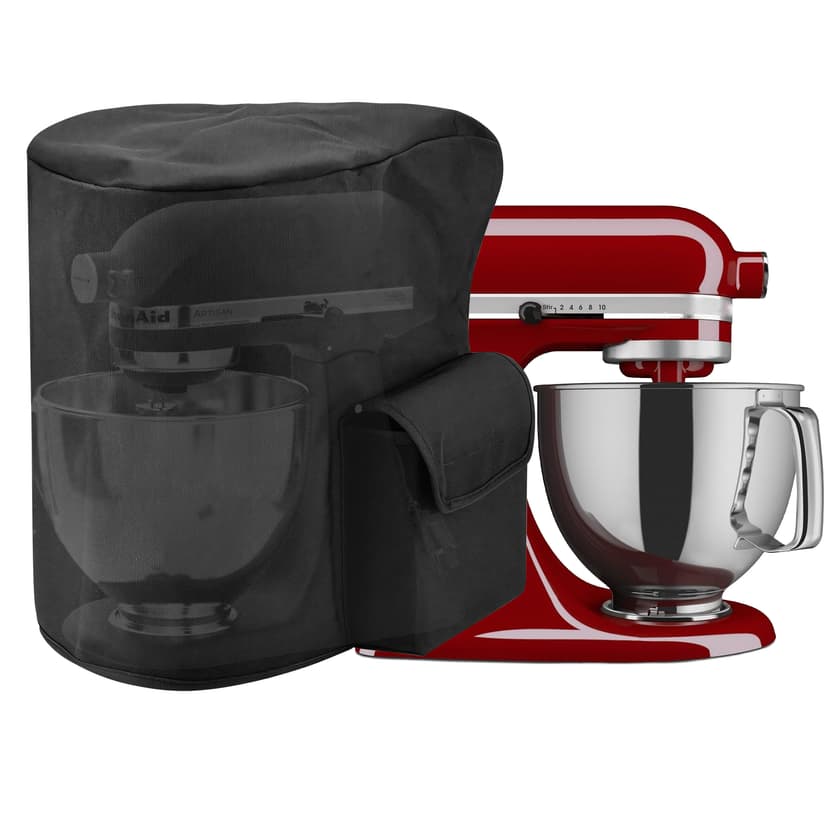 ReignSword Stand Mixer Cover Compatible with KitchenAid Artisan 5 Quart Tilt-Head Mixer, Nylon Dust Cover with Storage Pocket, Kitchen Appliance Protective Cover (Black)