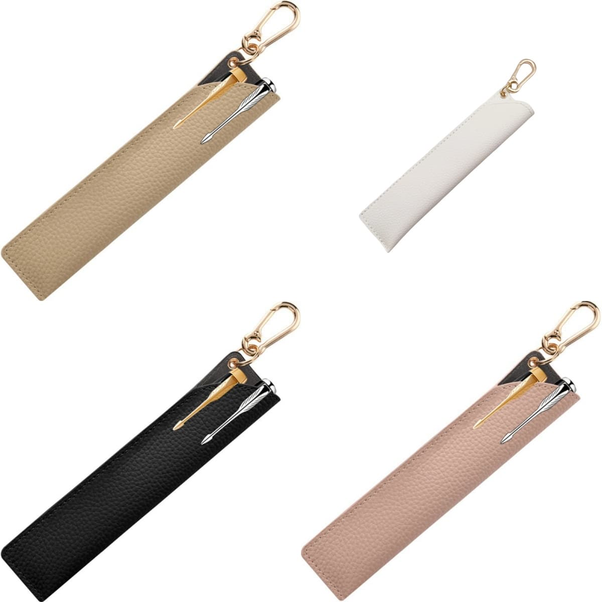 ReignSword 4 Pcs Pen Holder for Lanyard, Vegan Leather Anti-Lost Pen Clip Keychain, Portable Pencil Pouch Pocket for Nurses, Courier, Clerk (Lychee Pattern) - 7
