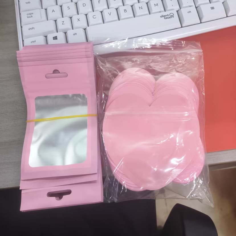 ReignSword 100Pcs Pink Gift Bags, Resealable Heart & Rectangle Clear Front Ziplock Mylar Bags for Jewelry, Candy, Party Favors, Wedding & Small Business Packaging (5 x 3 Inch, 3.9 x 3.9 Inch)