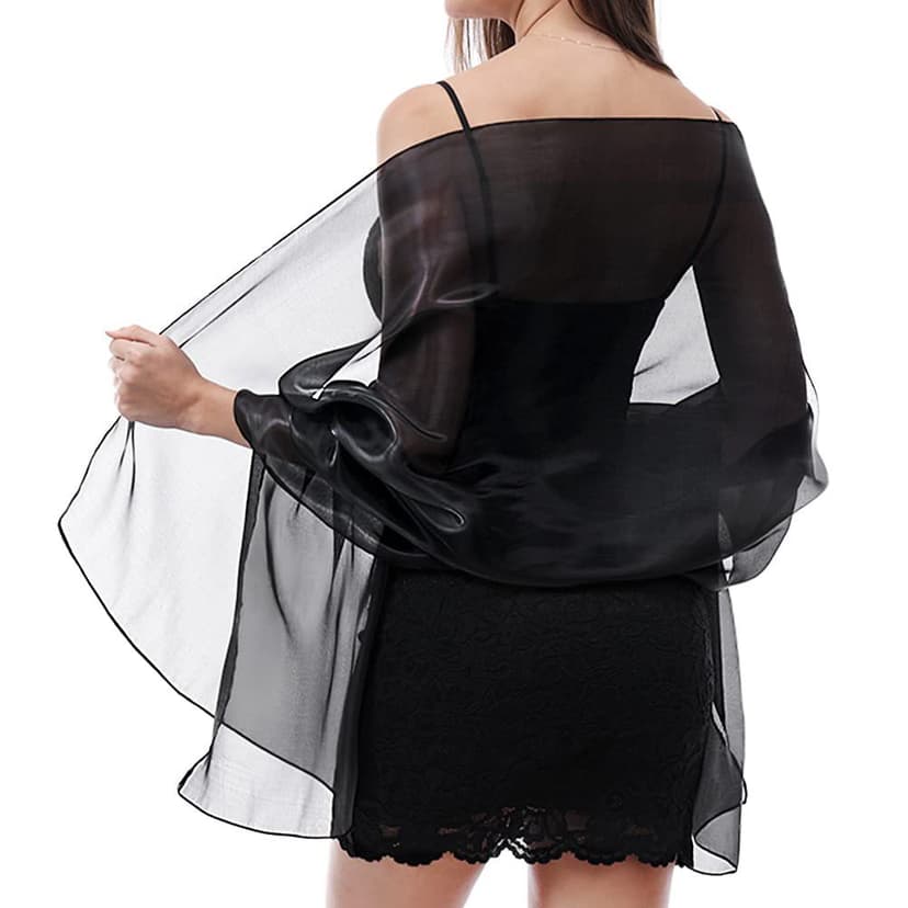 ReignSword Elegant Shawls and Wraps for Evening Dresses, Soft Party Long Scarf, Dressy Shawls for Bridal Weddings (Black)