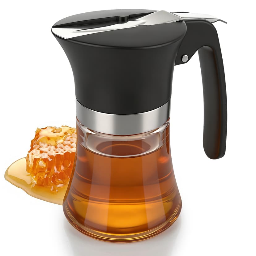 ReignSword 3.38 Oz Acrylic Maple Syrup Dispenser, No-Drip Honey Container with Non-Slip Handle, Clear Syrup Bottles for Oil, BBQ Sauce, Pancake & Waffle Accessories