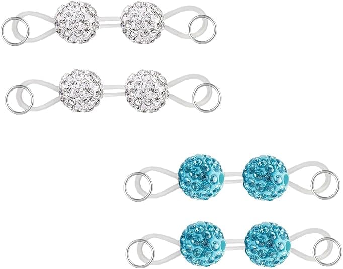 ReignSword 2 Pair of Non-Piercing Nipple Rings, Fake Nipple Rings Set with Crystals, Adjustable Fake Nipple Chain Body Jewelry (Pair of Blue Crystal, Pair of White Crystal)