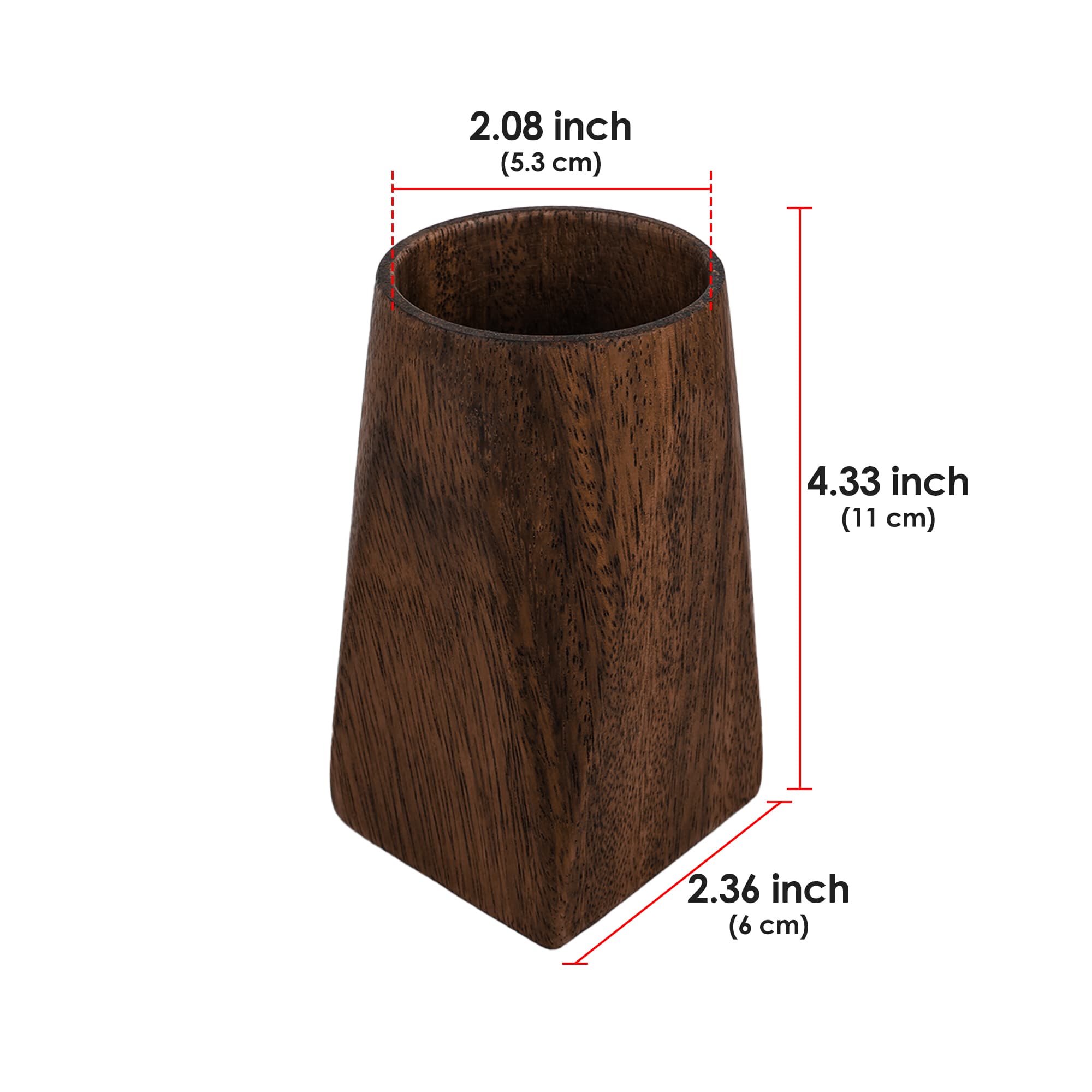 ReignSword Wooden Pen Holder for Desk, Walnut Pencil Cup Holder Stand, Multi Purpose Desktop Organizer Desk Accessories for Home Office - 1