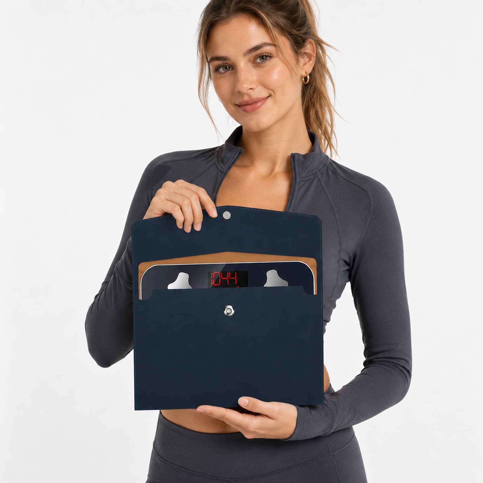 ReignSword Carrying Bag for Smart Scale, Compatible with Renpho Travel Scale Elis Go, 11.02In x 7.09In, Vegan Leather Replaceable Protective Pouch Bathroom Scales for Body Weight (Blue) - 6