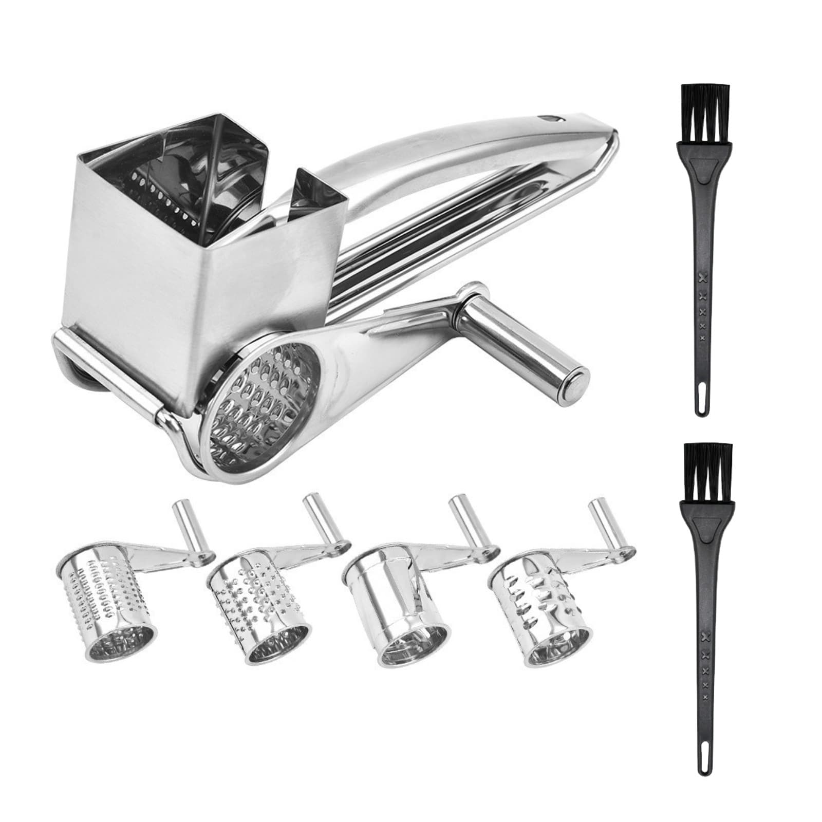ReignSword Stainless Steel Rotary Cheese Grater, Manual Hand Crank Shredder Slicer with 4 Drums, Handheld Kitchen Tool for Hard Cheese, Chocolate, Nuts - 6