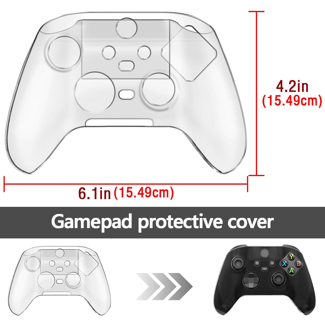 Hard Protective Case for Xbox Series S Controller, Xbox Console Transparent Skin Housing Clear Crystal Case, Controller Protective Cover Handle Shell, for Xbox Series X / S Controller - 4