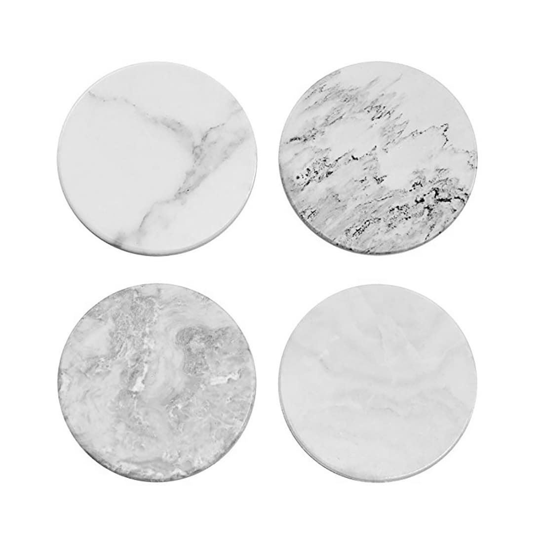 ReignSword Round Coaster with Holder, Vegan Leather Drink Coasters Set of 6, Non-Slip Cup Mug Mat Pad for Tabletop & Coffee Table (White) - 2