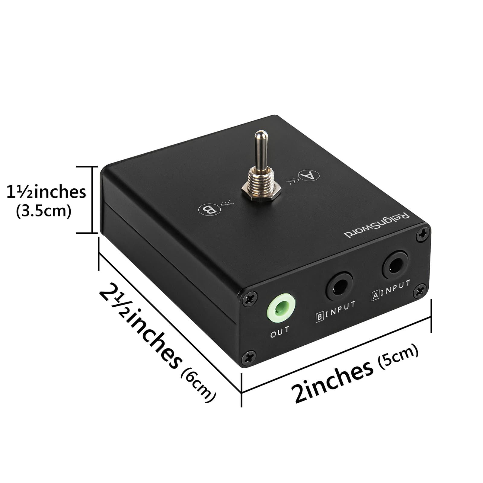 3.5 mm Audio Switcher, 2 Ports Audio Splitter Box (2 In 1 Out / 1 In 2 Out) Mini Headphone Manual Selector Converter with Bonus 47.2 in (120 cm) Cable, No External Power Required - 1