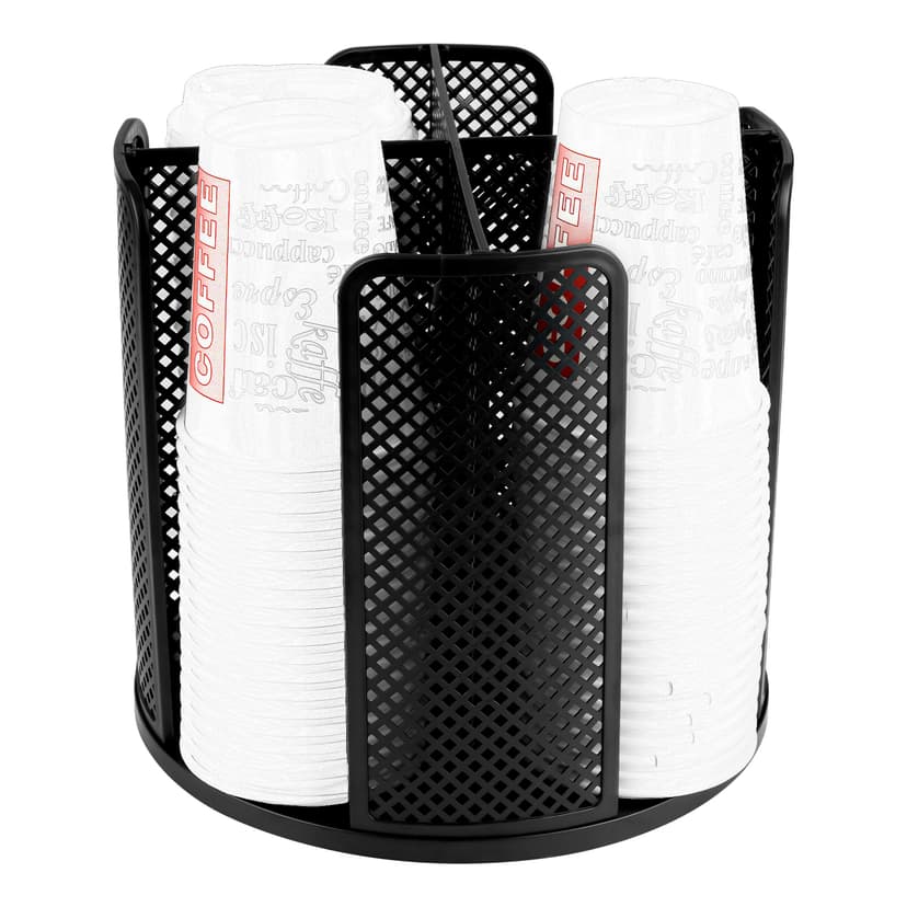 ReignSword 360 Degree Rotated Disposable Cup and Lid Organizer, Detachable Coffee Cup Dispenser, Paper Water Cup Holder for Cafe Home Kitchen Living Room (Black)