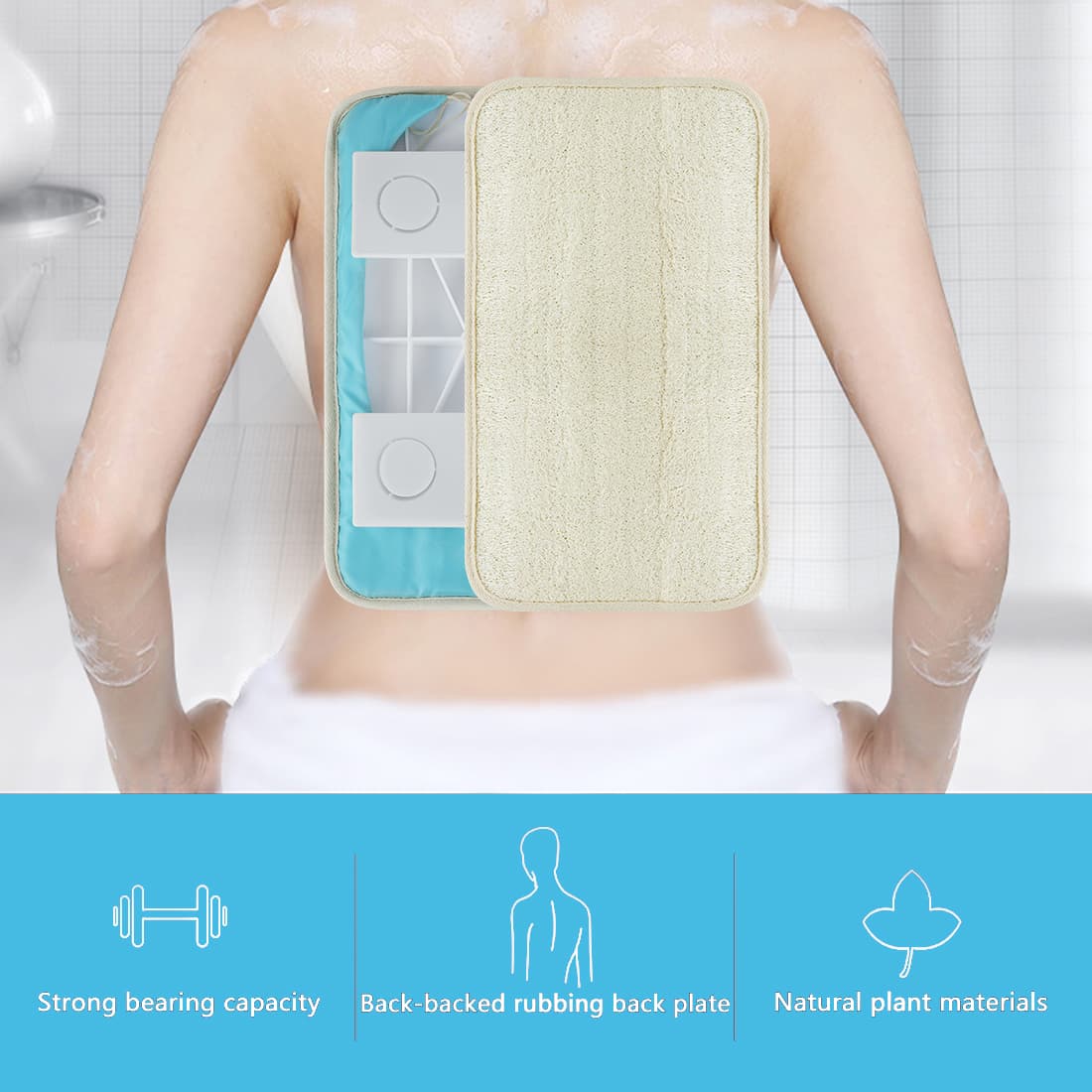 Back Scrubber for Shower, Hands-Free Exfoliating Back Loofah Body Sponge Scrubber, Wall Mounted Back Scrubber for Shower for Men Women - 4