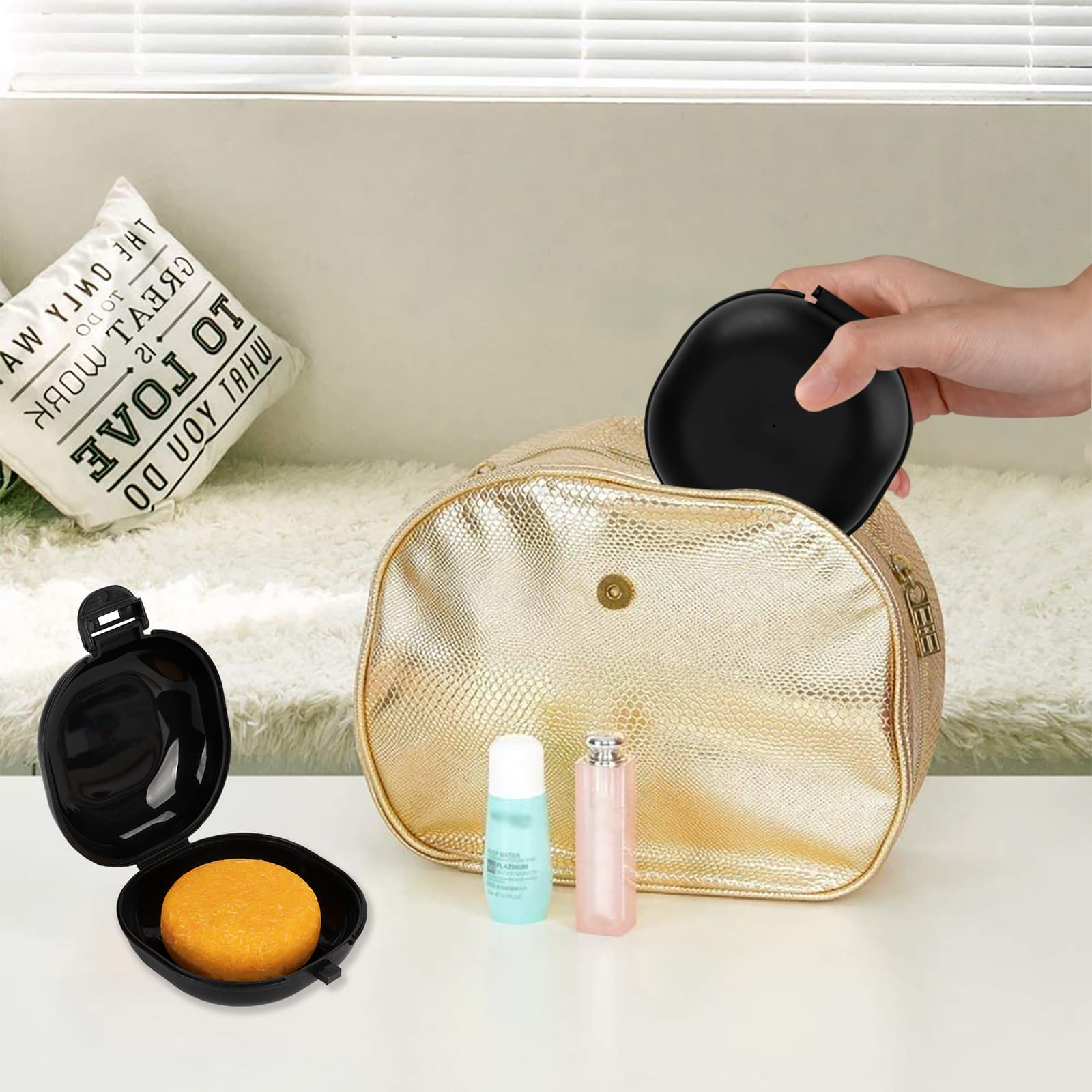 ReignSword 2 Pack Travel Soap Case, Portable Travel Soap Container Small Holder Case, Airtight Soap Box Tray for Shower Bathroom Travel Outdoor (Black) - 3