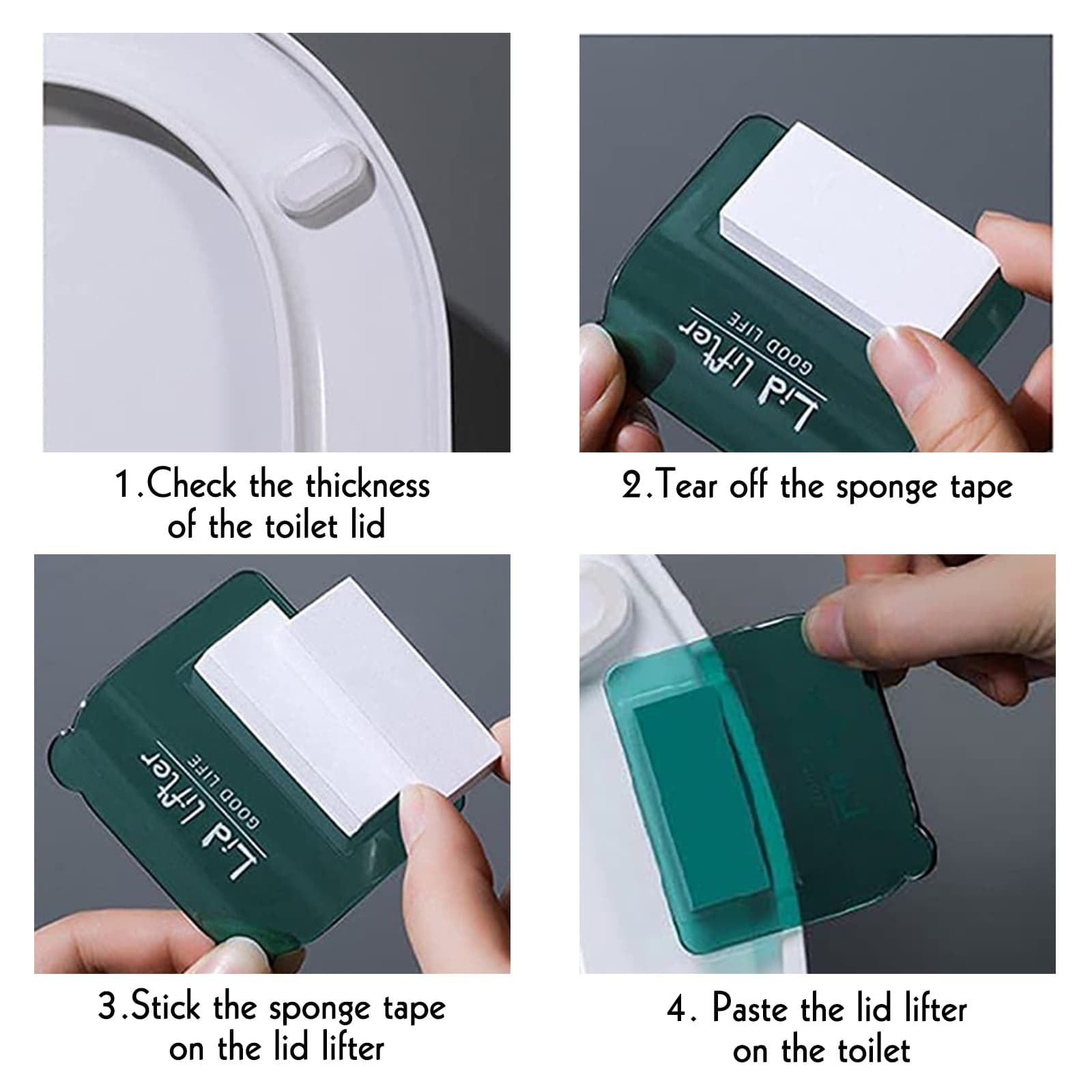 ReignSword 4 Pack Toilet Seat Lifter Opener, Avoid Touching Toilet Cover Handle, Toilet Lid Cover Lifter, Practical Toilet Seat Handle Lifter - 4