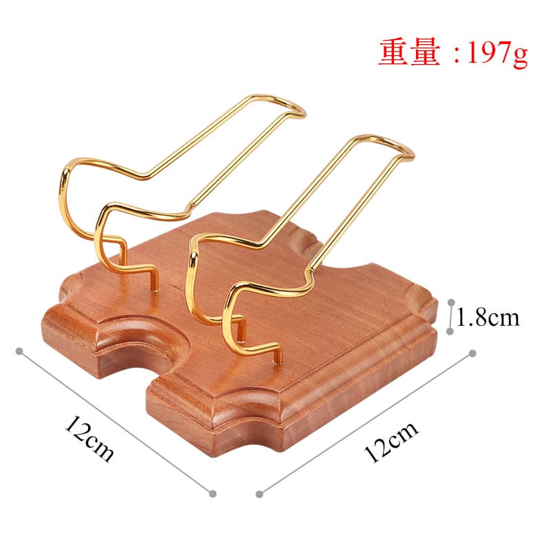 ReignSword Wooden Tobacco Pipe Stand Holder with 2 Display Metal Slots, Family Home Pipe Accessories for Tobacco - 6