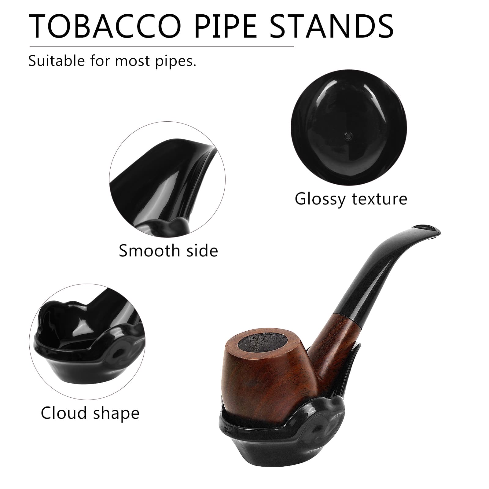 ReignSword  2 Pack Tobacco Pipe Stand Holder, Portable Cigar Holder Family Home Pipe Accessories for Tobacco (Black) - 2