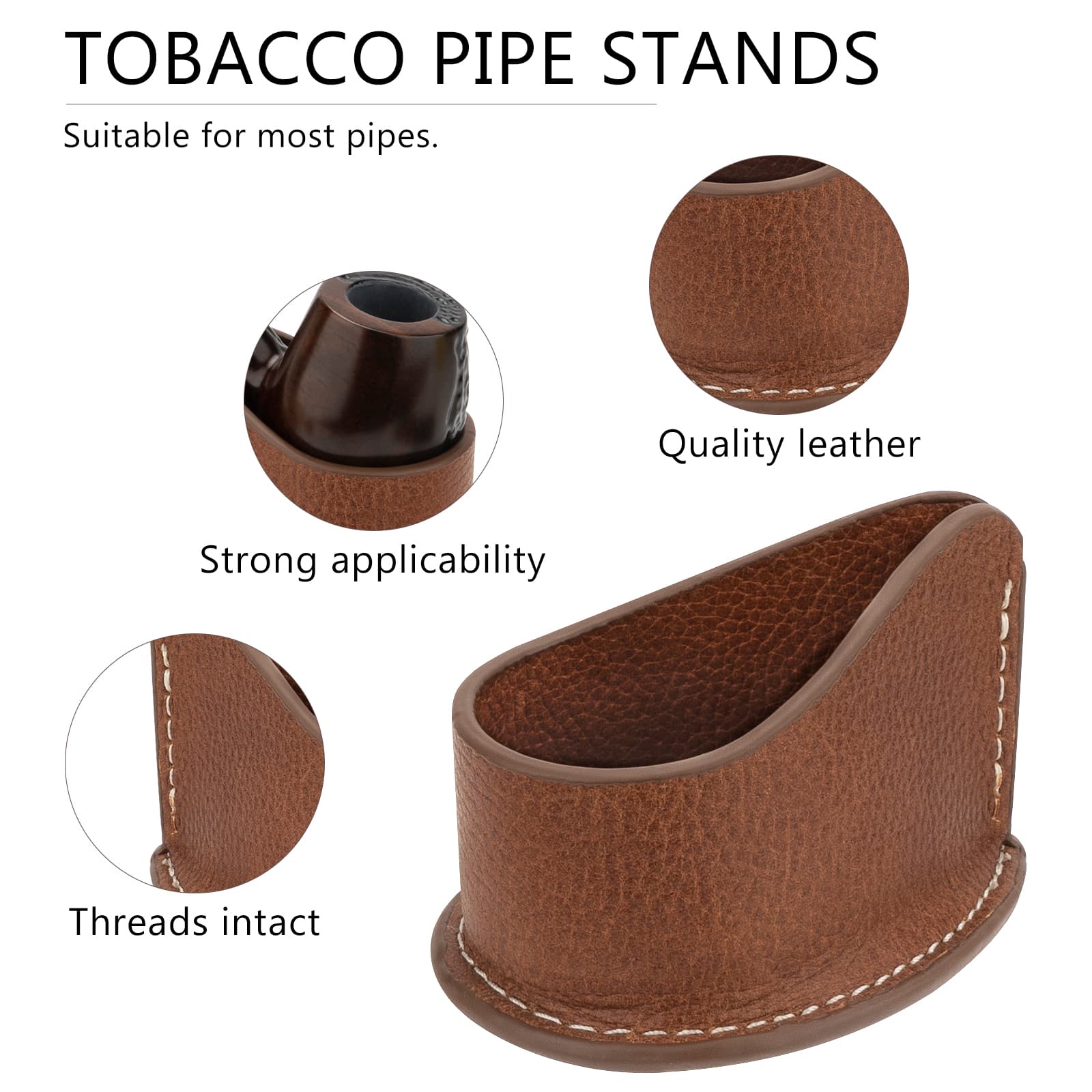 ReignSword Leathern Tobacco Pipe Stand Holder, Family Home Pipe Accessories for Tobacco - 2