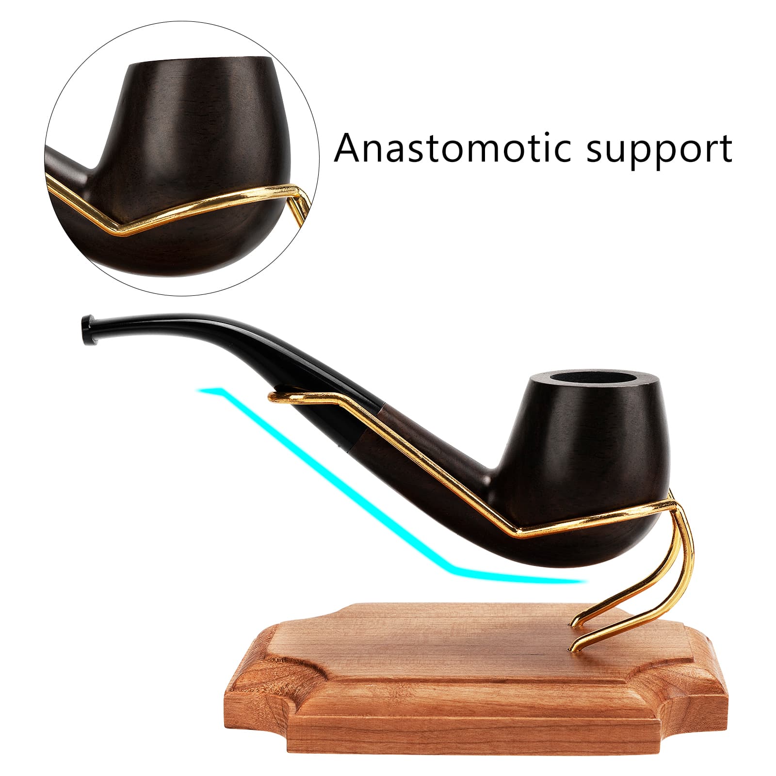 ReignSword Wooden Tobacco Pipe Stand Holder with Display Metal Slots, Family Home Pipe Accessories for Tobacco (Diamond) - 3