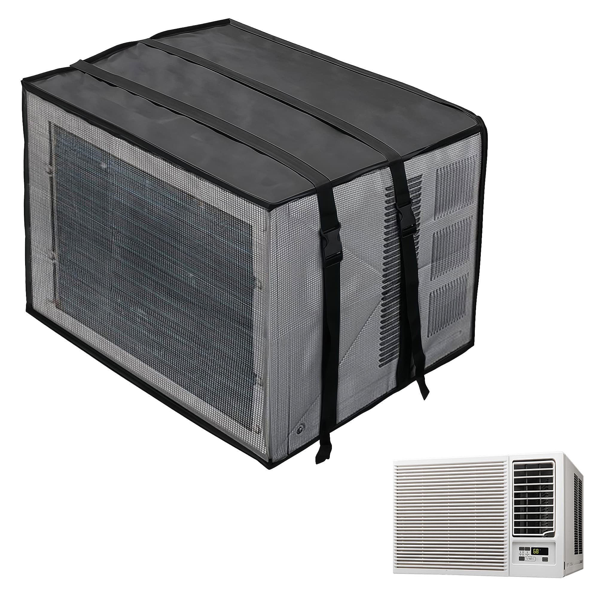 ReignSword Outside Mesh Window Air Conditioner Cover, Window Ac Unit Cover to Protect Against Leaves, Weeds and Debris (16.9''W x 12.9''D x 11.8''H) - 2