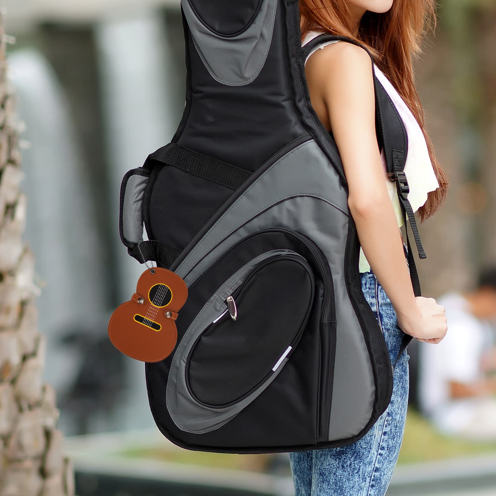 ReignSword Guitar Picks Holder Case, Vegan Leather Guitar Pick Case, Portable Guitar Shape Picks Storage Pouch Box for Guitar Players - 5