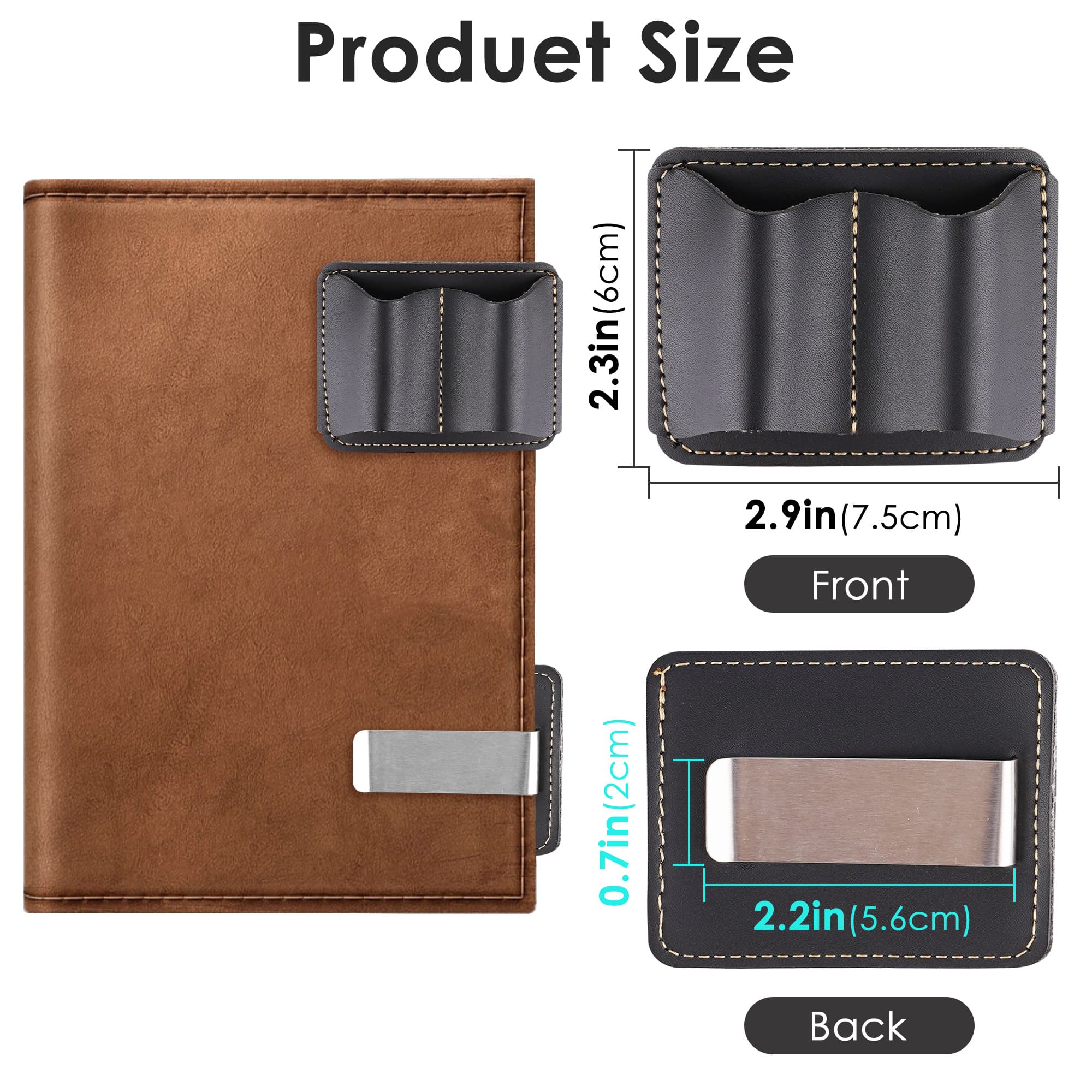 ReignSword Vegan Leather Pen Holder for Notebook, Pack of 4 Portable Pen Holder Organizers, Double Slot Pencil Pen Sleeve for Journal, Book, Clipboard - 2