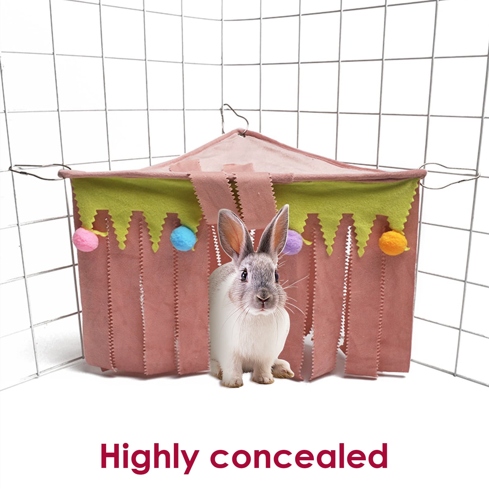 ReignSword Forest Cage Corner Hideout, Pets Corner Hideout for Guinea Pigs, Rabbits, Ferrets, Chinchillas, Gerbils, Hedgehogs (Pink) - 3