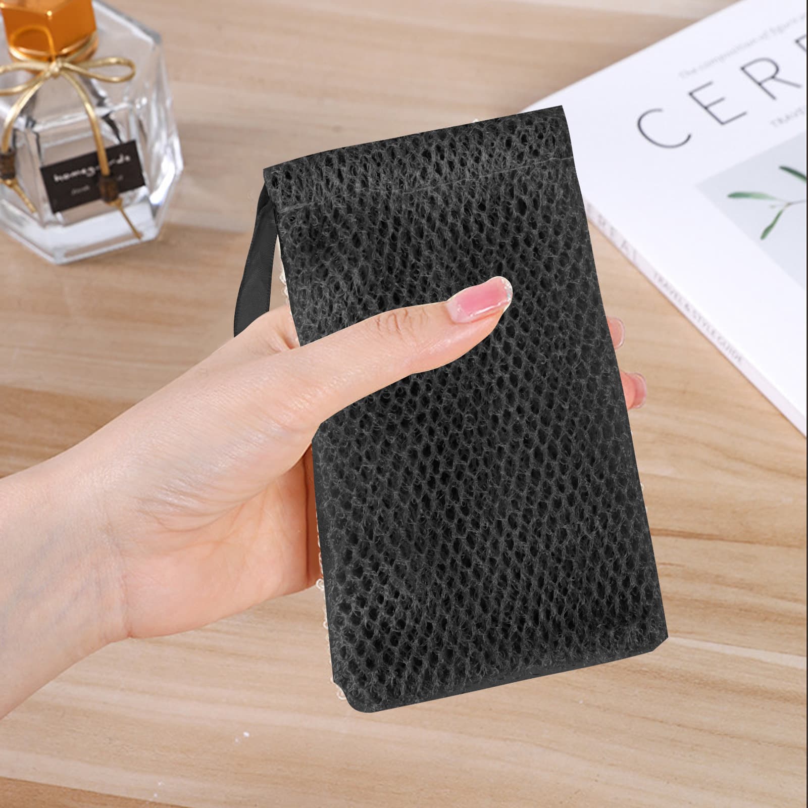 ReignSword 4 Pack Soap Saver Bag for Bar Soap, Exfoliating Mesh Soap Pouch with Drawstring Closure, Foaming and Drying Soap Bag for Shower (Black) - 4