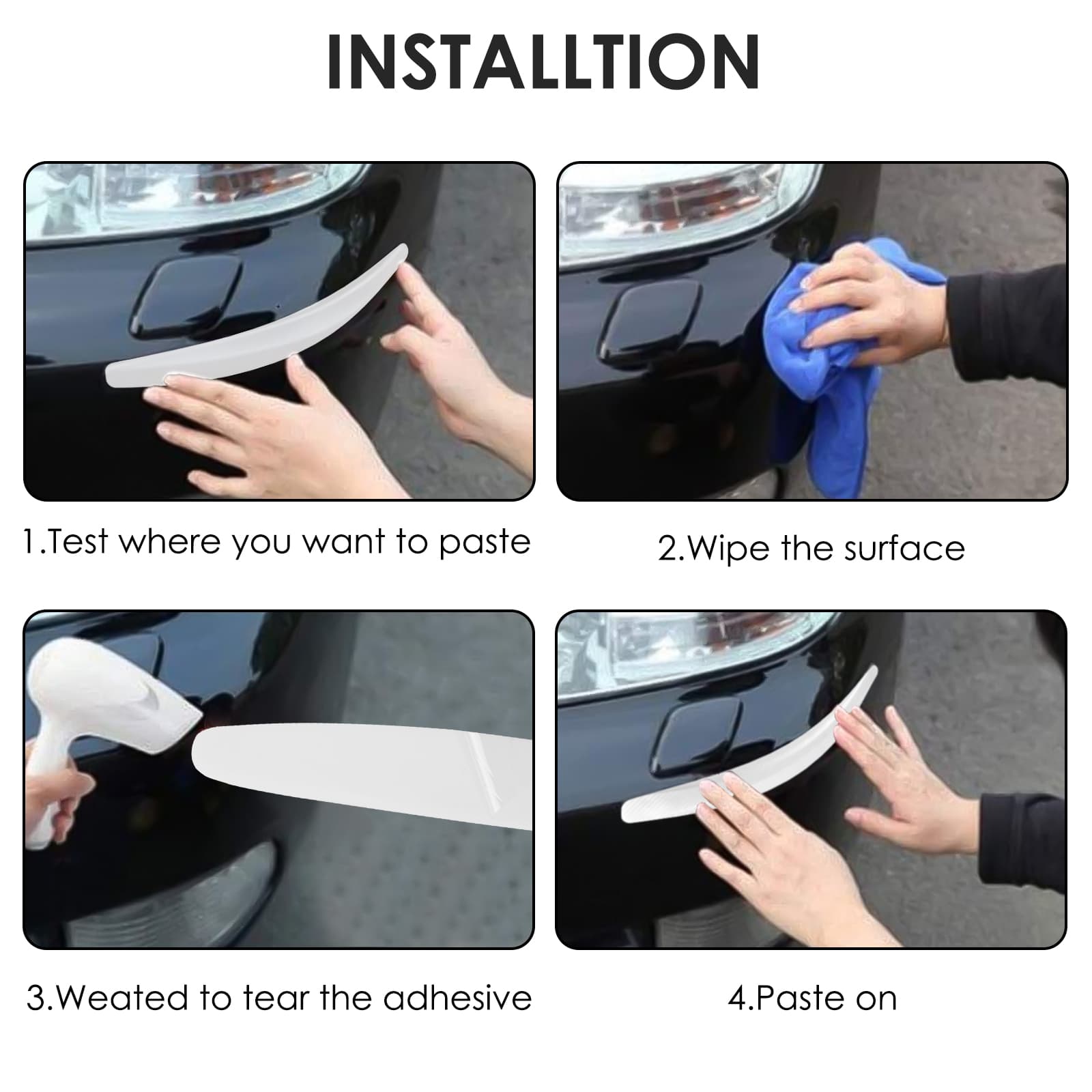 ReignSword 4 Pcs Car Corner Bumper Guard Strip, Anti-Scratch Protector Trim Strips, Universal for Cars SUV Pickup Truck (White) - 4