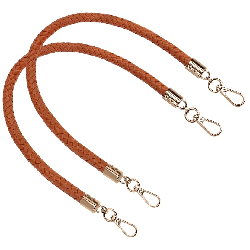ReignSword Vegan Leather Purse Strap, 2 Pcs Vegan Leather Braided Purse Replacement Handle for Women's Shoulder Bag, Handbag Handles (Light brown, Gold Hook)