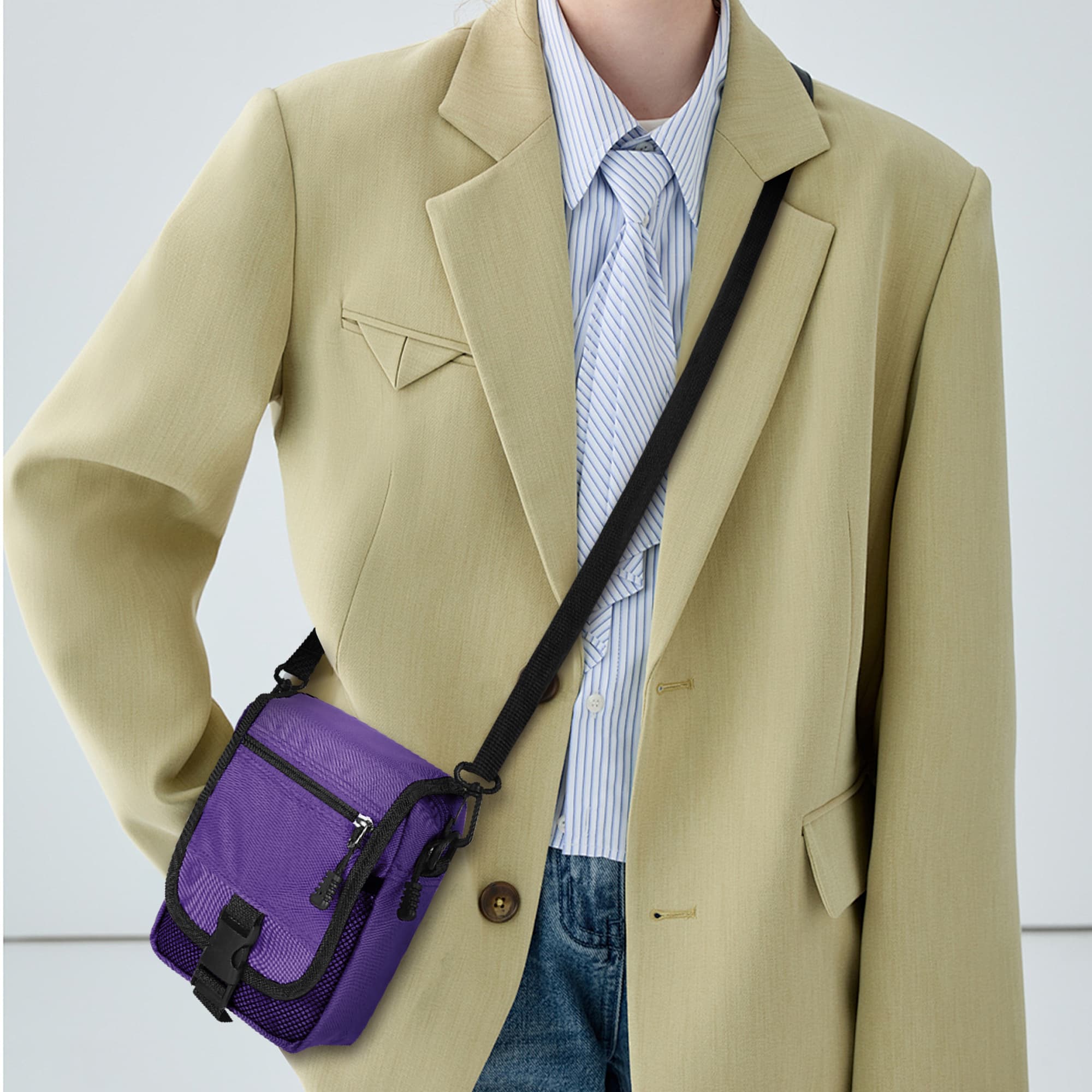 ReignSword Mini Crossbody Bags for Men Women, Small Messenger Bag Shoulder Pouch, Adjustable Crossbody Sling Bag Purse for Travel Sports (Purple) - 6