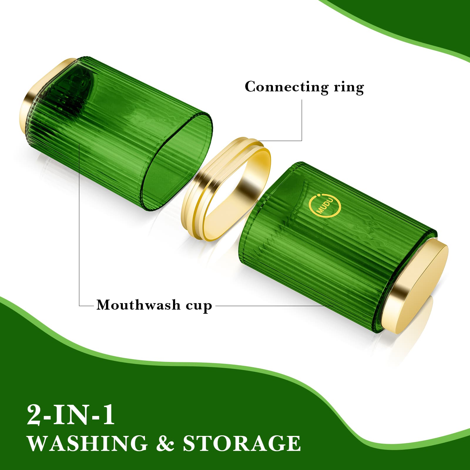ReignSword Travel Toothbrush Cup Holder, 2 in 1 Portable Toothbrush Case with Cover, Toothbrush Cup Case for Bathroom, Camping, School, Home (Green) - 2