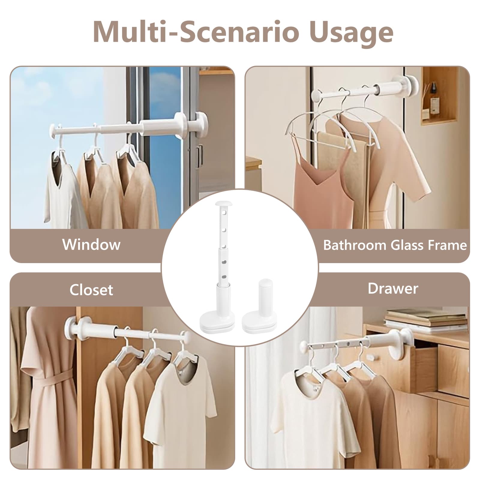 ReignSword 2 Pack Foldable Travel Hangers, Clothes Drying Rack for Bathroom, Bedroom and Cabinet, Wall Mounted Clothes Drying Rack (White) - 3