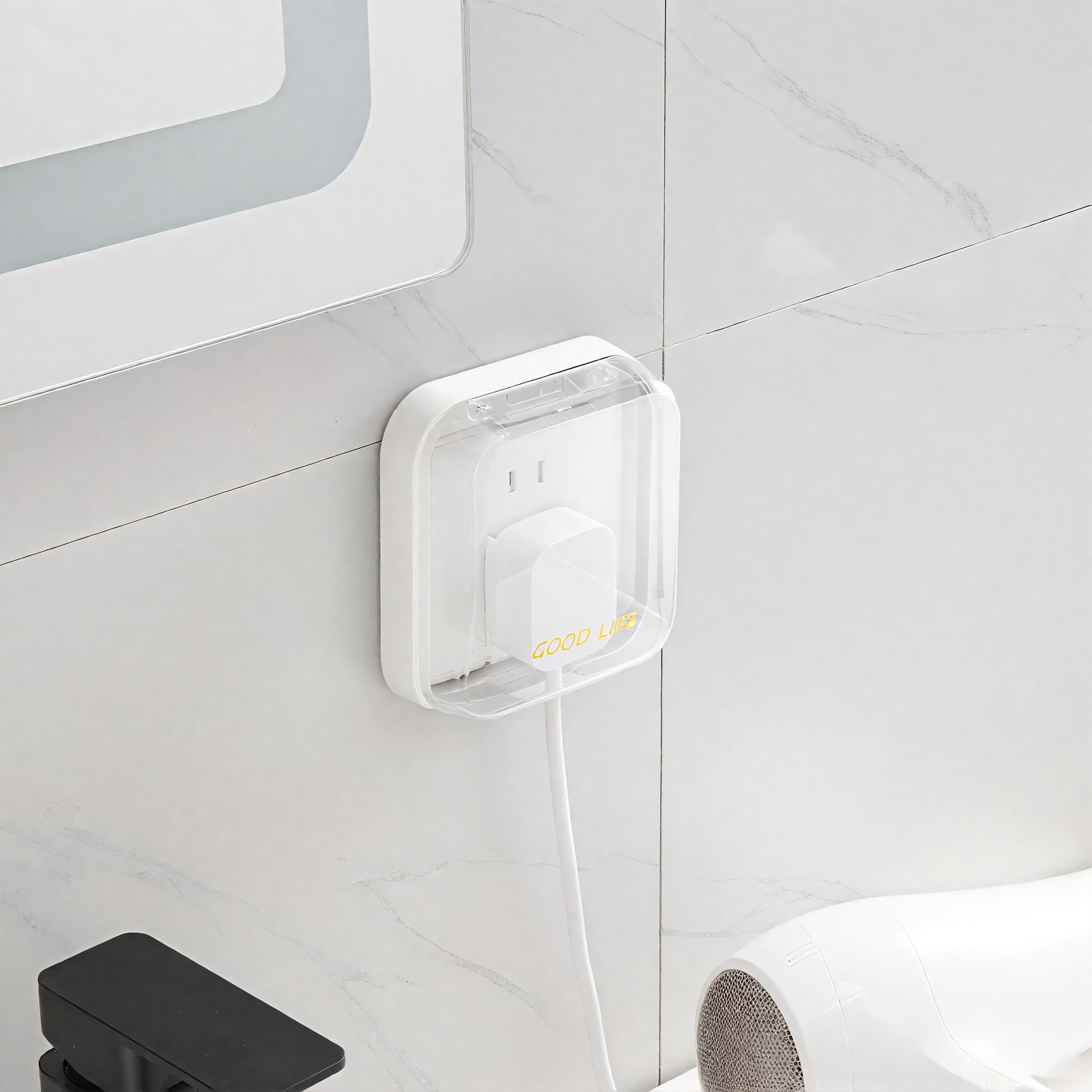 ReignSword Weatherproof Electrical Outlet Cover, Adhesive Outdoor Receptacle Cover, Dust-Proof Plug Cover, Receptacle Protector for Bathroom, Kitchen and Balcony (White) - 4