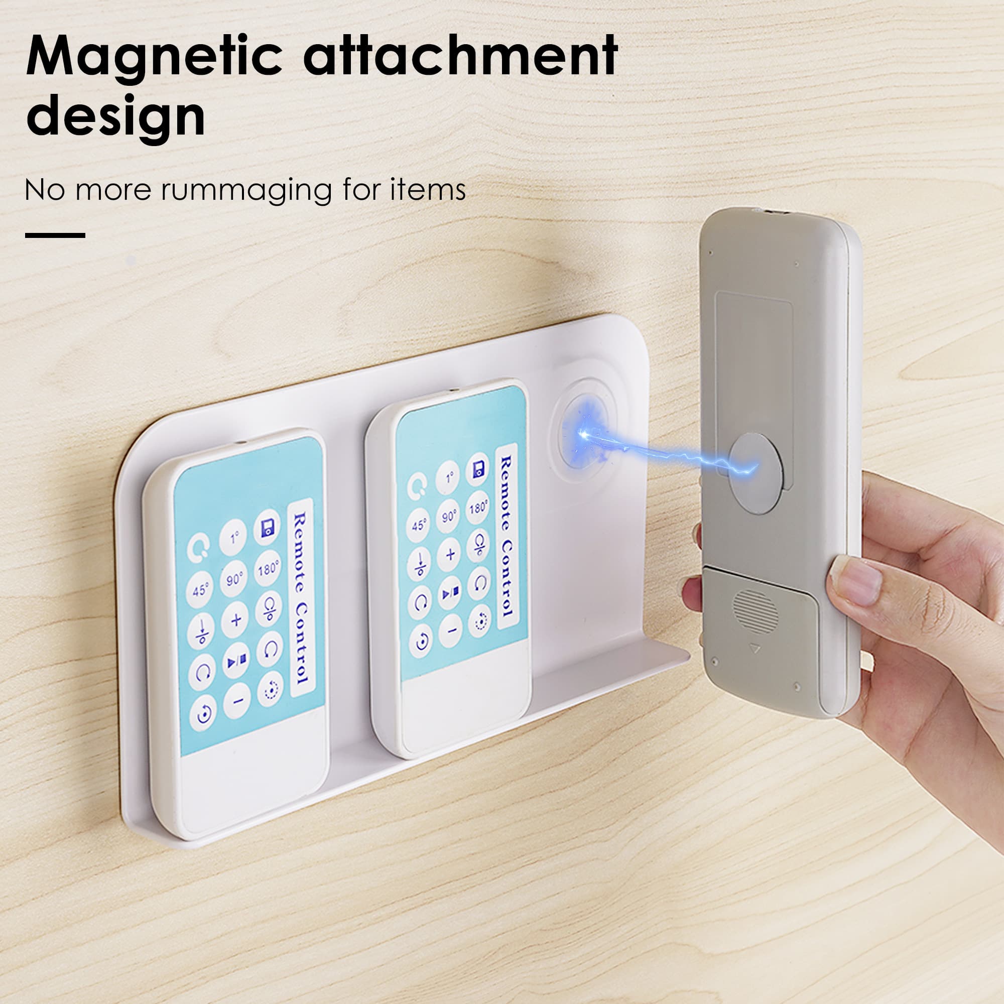 ReignSword 2 Pack Magnetic Remote Control Holder Wall Mount, Self Adhesive TV Controller Holder, Bedside Remote Storage Organizer for Air Conditioner Remotes (White) - 2