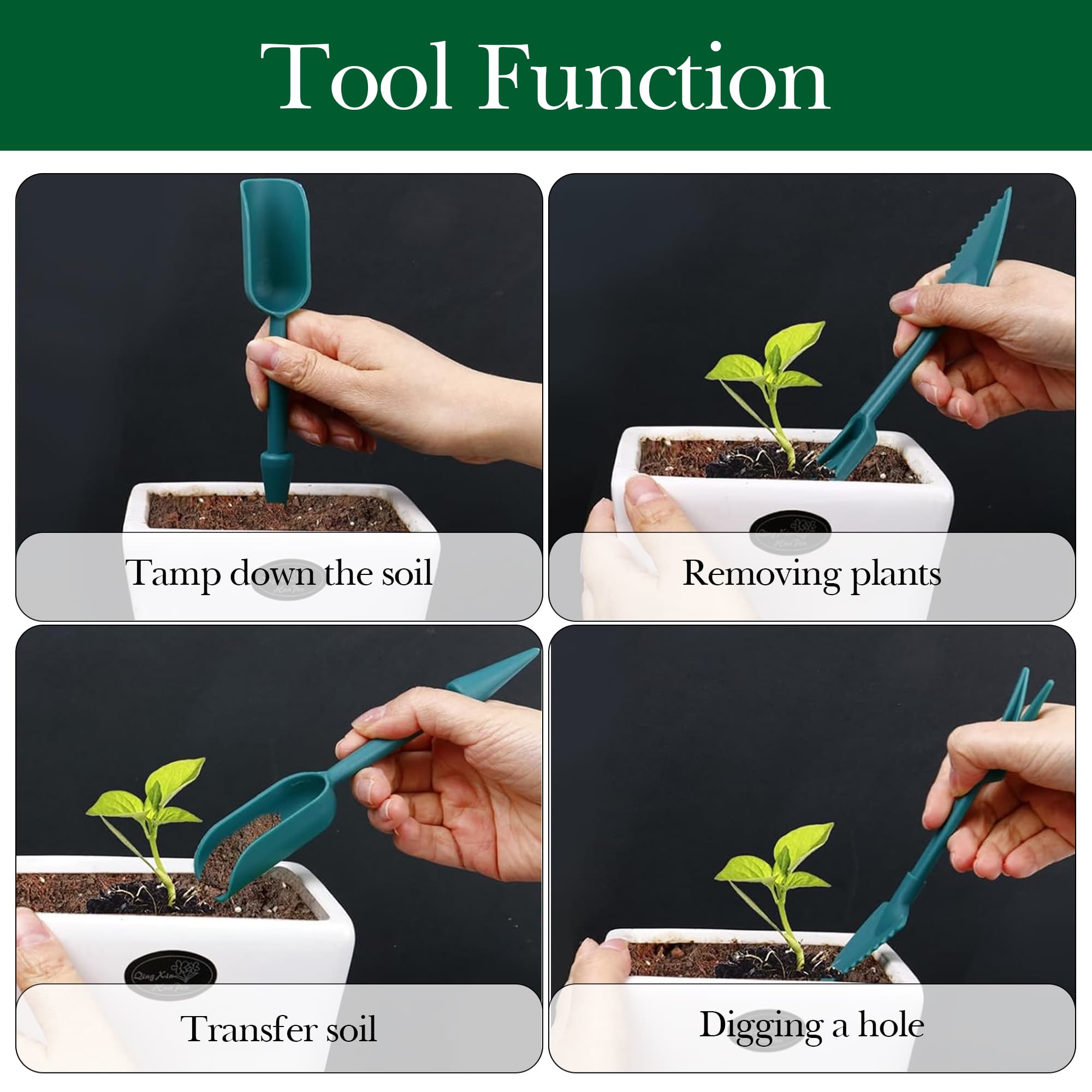 ReignSword 12 Pcs Handhold Seed Spreader Set, Mini Sowing Seeds Dispenser Fits Lawn & Garden Use, Multifunction Small Garden Tools Contains Digging, Weeding, Loosening Soil, Transplanting - 4