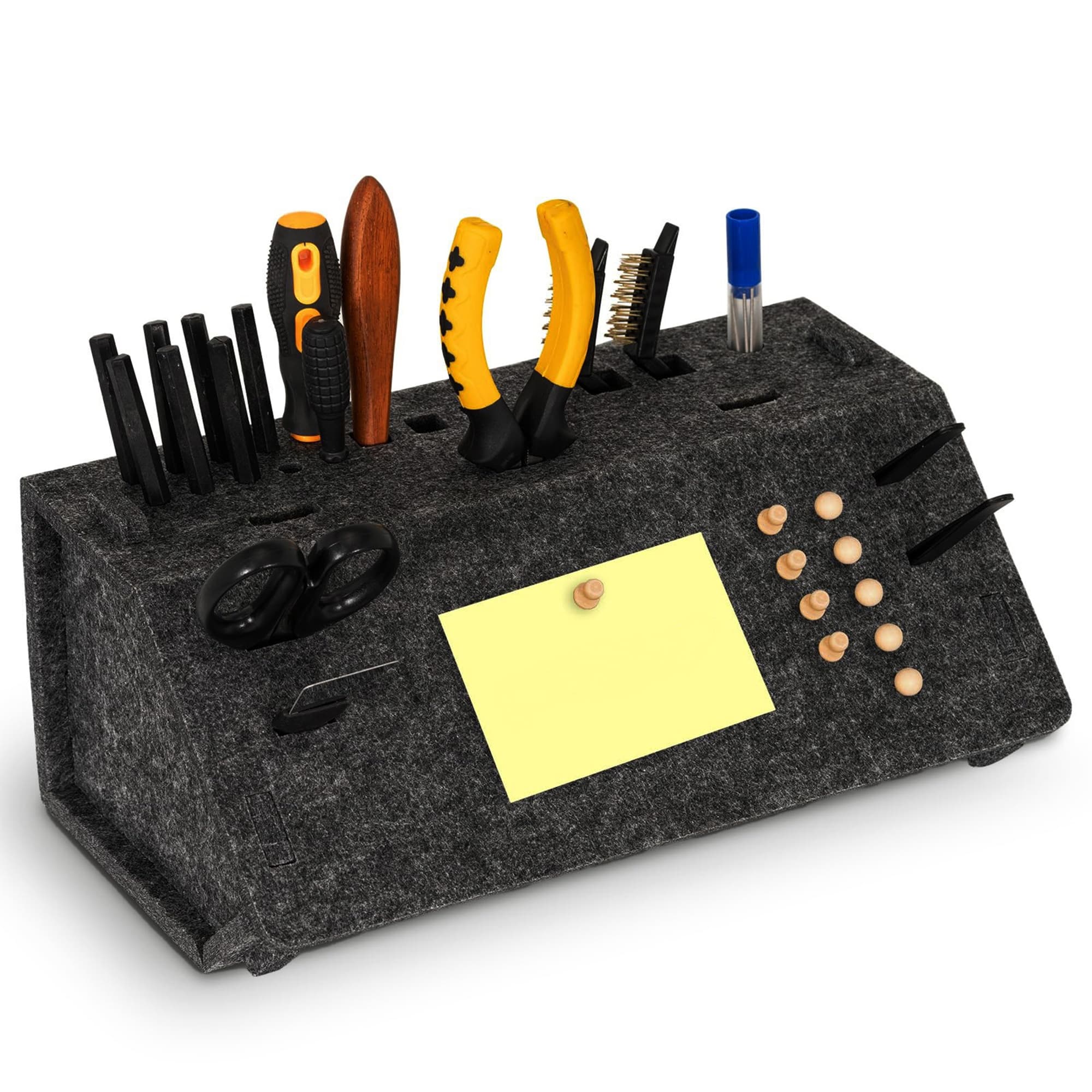ReignSword Screwdriver Organizer Rack for Workbench, Desktop Hand Tool Storage Holder, Small Detachable Toolbox for Wreches, Scissors, Pliers (Black) - 1