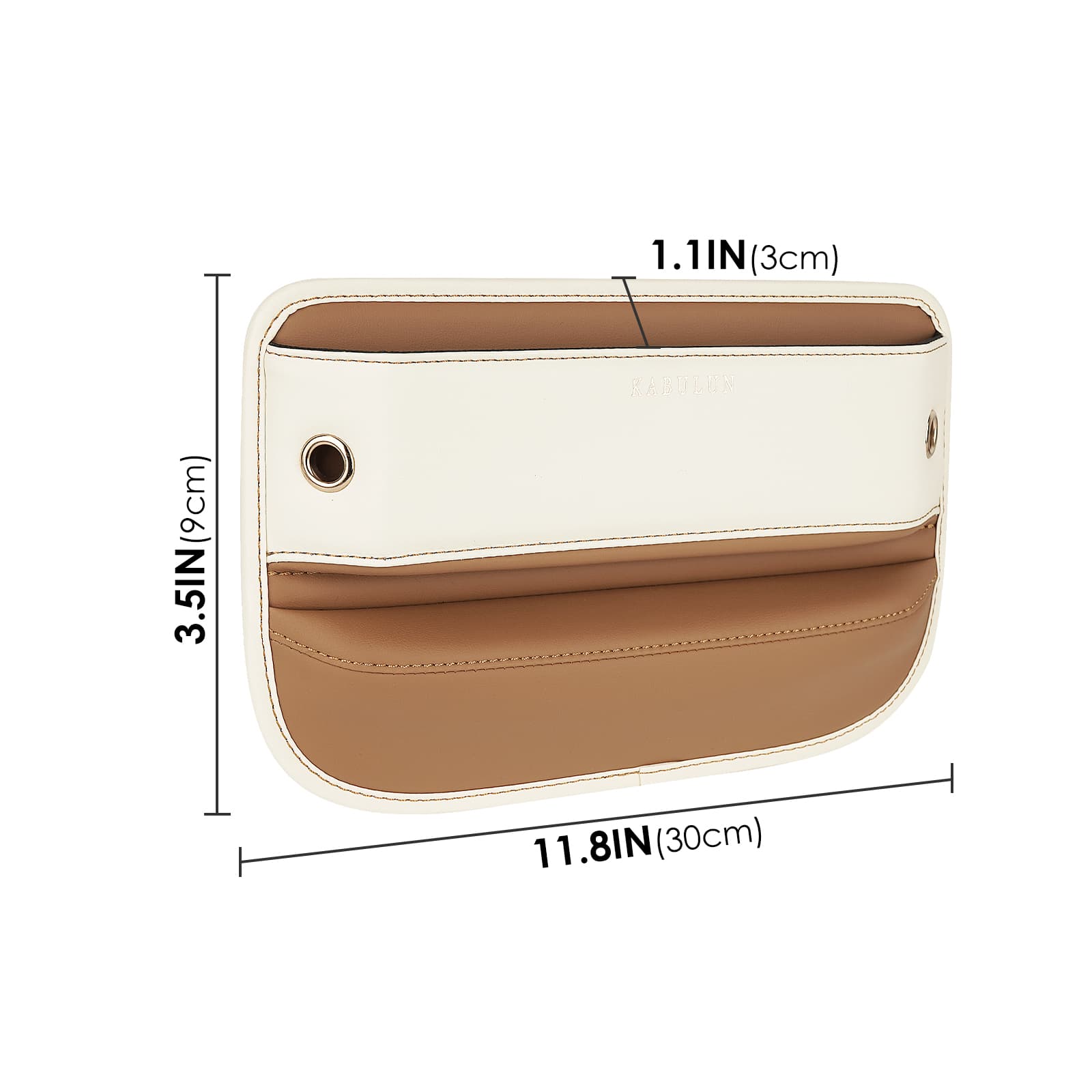 ReignSword Car Seat Gap Filler Organizer, Vegan Leather Car Seat Gap Storage Box, Front Seat Storage Organizer (Beige) - 1