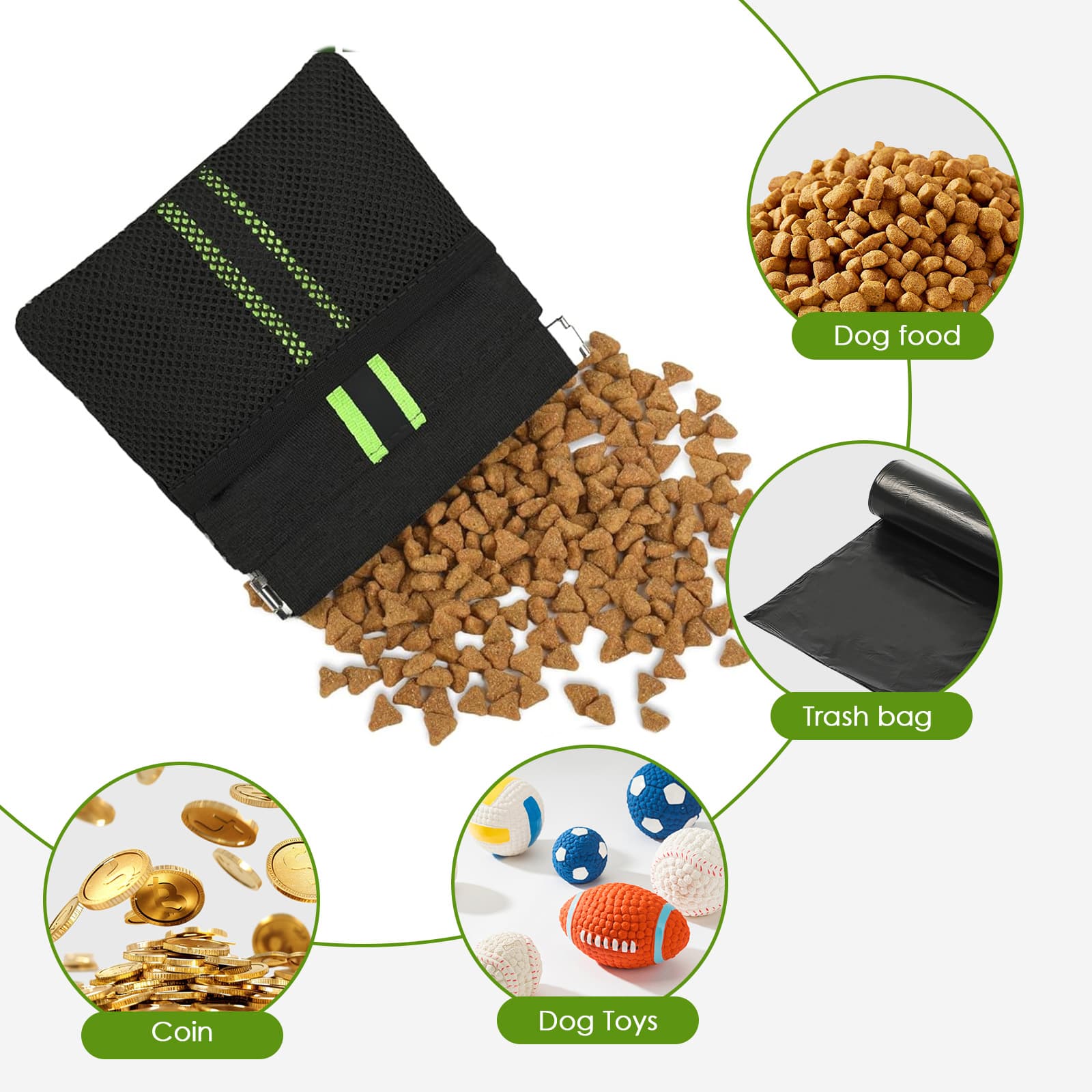 ReignSword Dog Treat Pouch, Self-Closing Pet Training Pouch with Carabiner, Hand Free Pet Feed Snack Reward for Pet Walking - 2