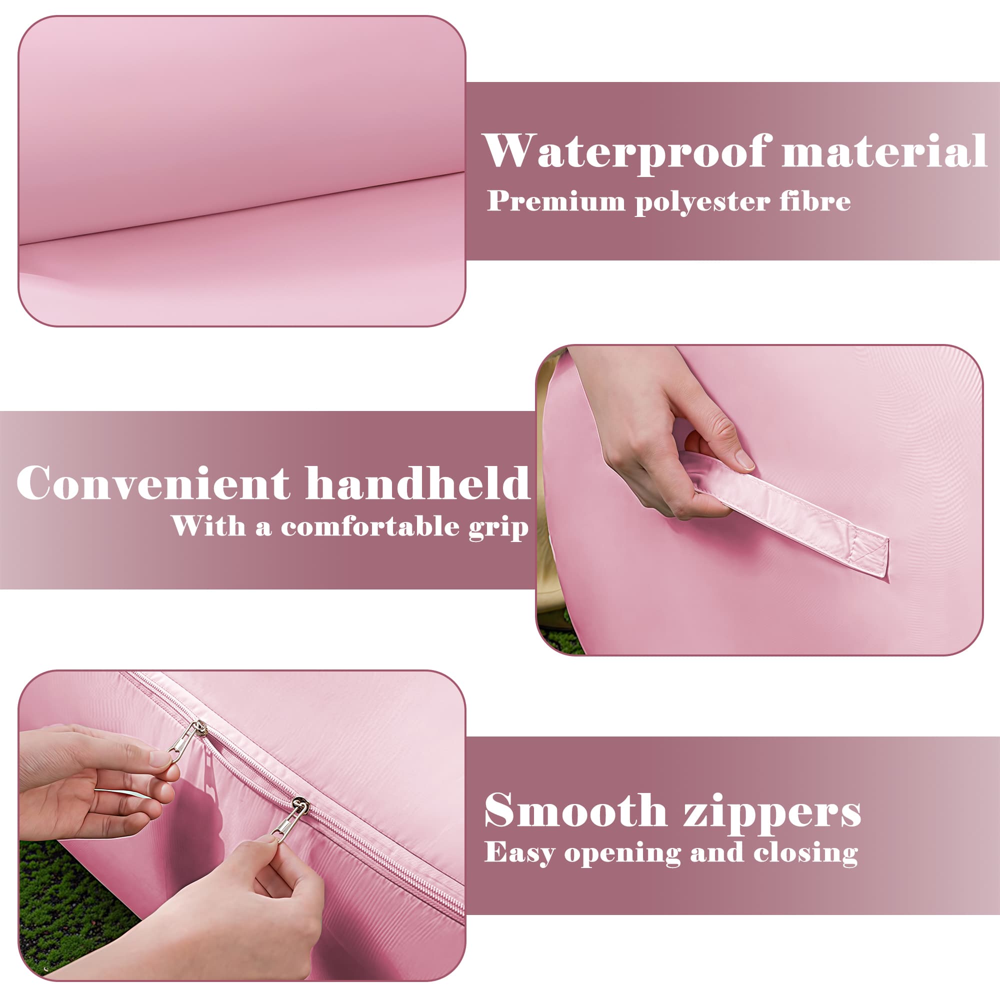 ReignSword 2 Pcs Large Capacity Storage Bag, Waterproof Bedding Organizer Bag with Zipper and Handle, Portable Container for Closet Comforter (Pink) - 2