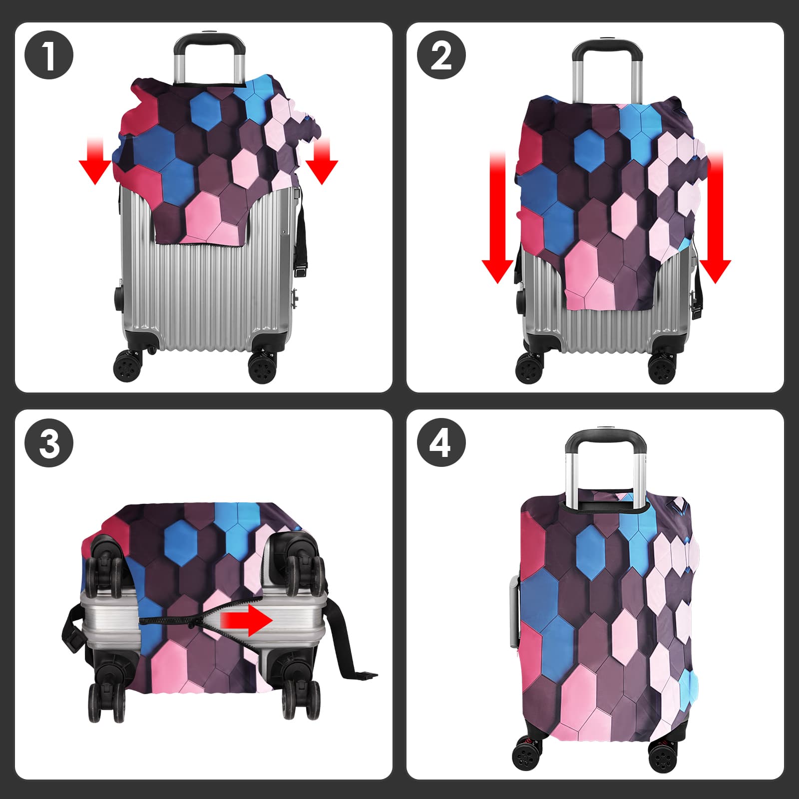 ReignSword Travel Luggage Cover Suitcase Protector Fit 26-28 Inch Luggage, Washable Luggage Covers for Suitcase Tsa Approved (H941, L) - 4