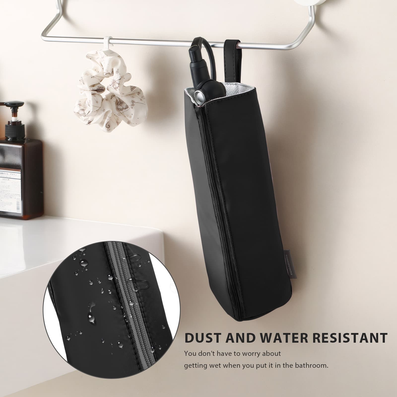 ReignSword Hair Tools Travel Bag, Heat Resistant Hot Iron Holder, Portable Hot Iron Mat for Curling Iron, Flat Iron, Hair Straightener (Black) - 3