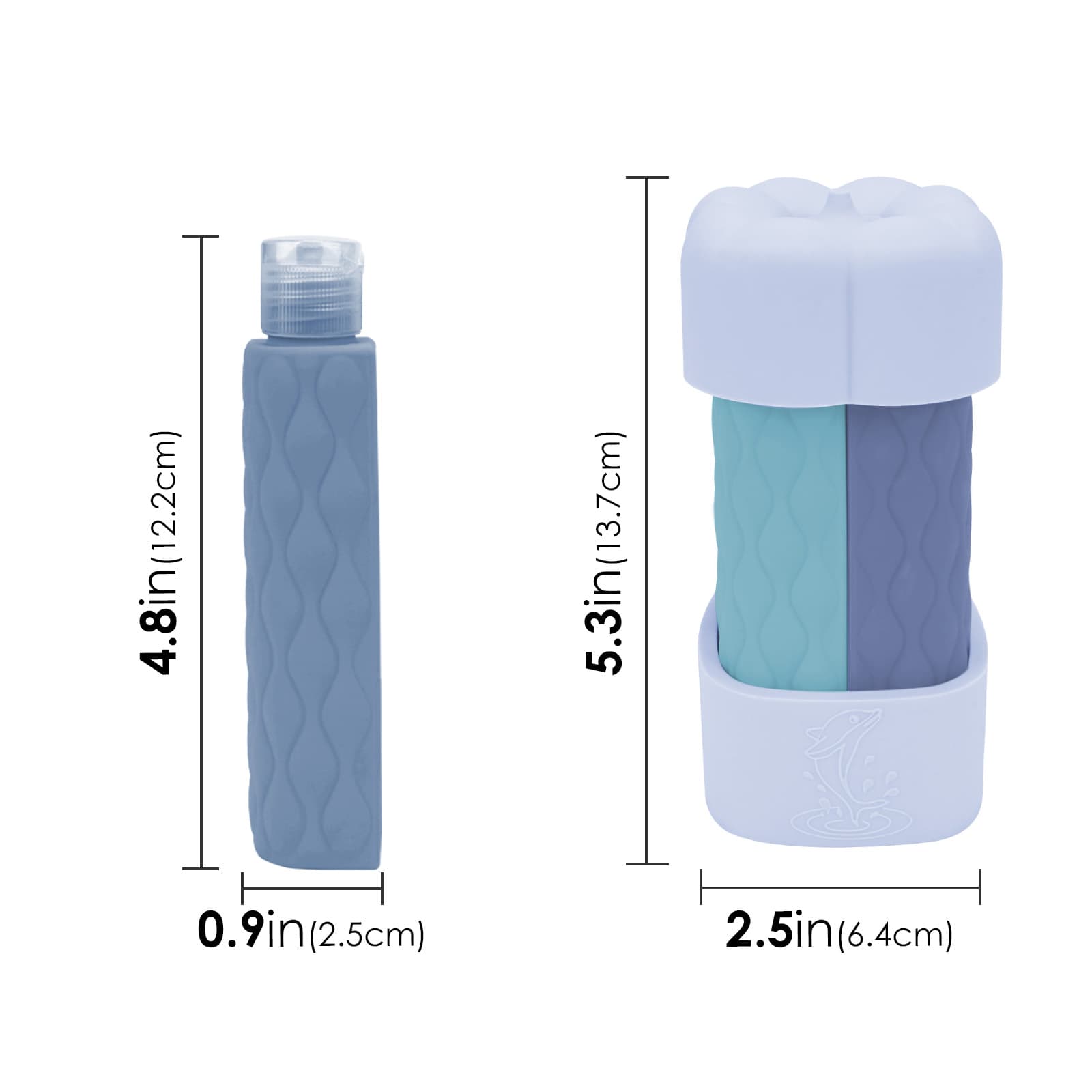 ReignSword 4 in 1 Travel Bottles for Toiletries, TSA Approved Silicone Travel Containers, Leak Proof Refillable Toiletry Containers for Shampoo Conditioner Lotion Body Wash (2oz, Blue) - 1