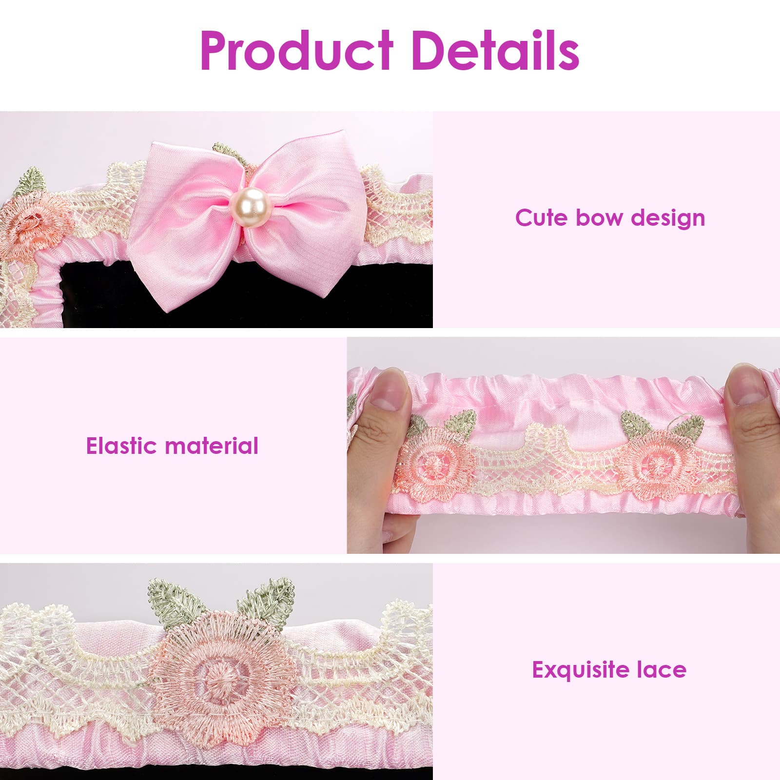 ReignSword 2 Pcs 23''-26'' Cute Computer Monitor Cover with Bow Tie, Lovely Computer Accessories with Lace Design, Monitor Dust Cover Protector (Pink) - 2