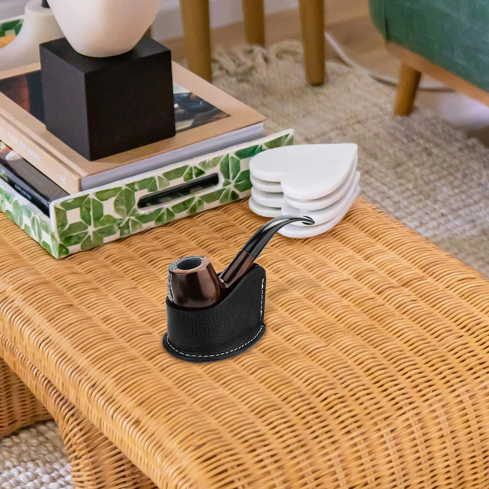 ReignSword Leather Tobacco Pipe Holder, Portable Tobacco Pipe Stand Rack Fit Most Pipes, Pipe Holder Stands for Gift Accessories - 4
