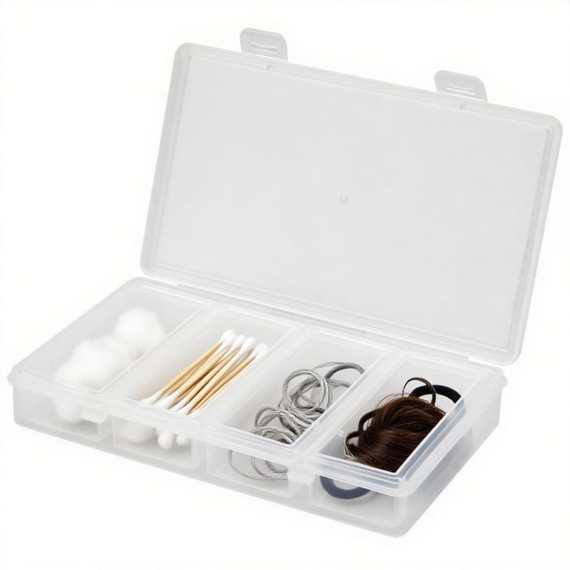 ReignSword Cotton Swab Holder for Travel, 4 in 1 Travel Floss Picks Case with Dustproof Lid, Clear Plastic Reusable Cotton Pad Holder Storage Box for Cotton Swabs Hair Ties Floss