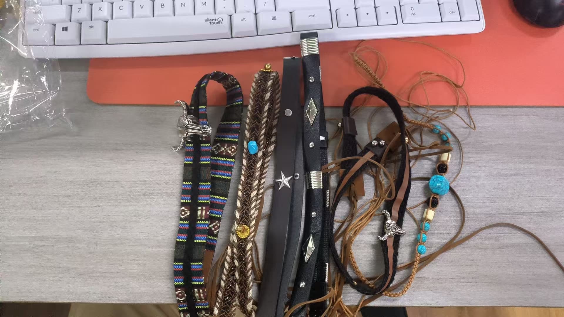 ReignSword 6 Pcs Cowboy Hat Band for Women and Men, Ethnic Western Hat Belts Beaded Decorative Bands, Dress or Hatbands Accessories - 6