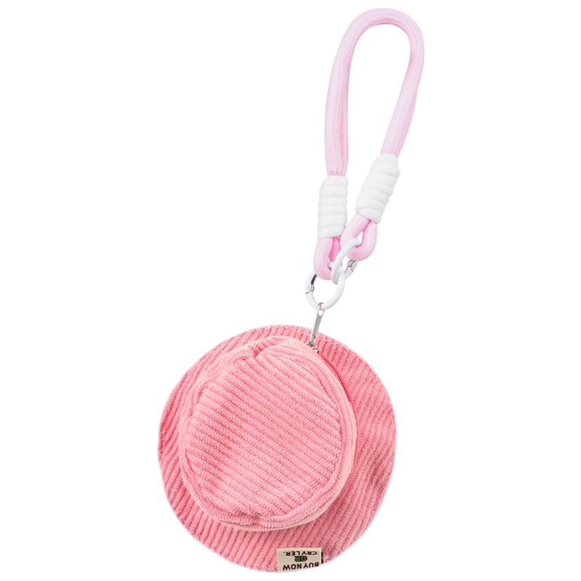 ReignSword Corduroy Coin Purse with KeyChain, Cute Fisherman Hat Keychain for Women, Portable Mini Wallet Suitable for Coin Headphones (Pink)
