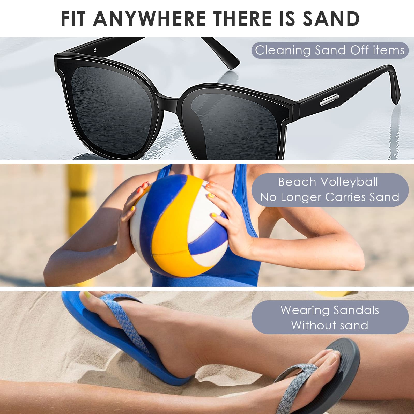 ReignSword Sand Remover for Beach, 2 Pcs Sand Off Beach Mitts Sand Removal Bag, Beach Vacation Camping Accessories Essentials - 3
