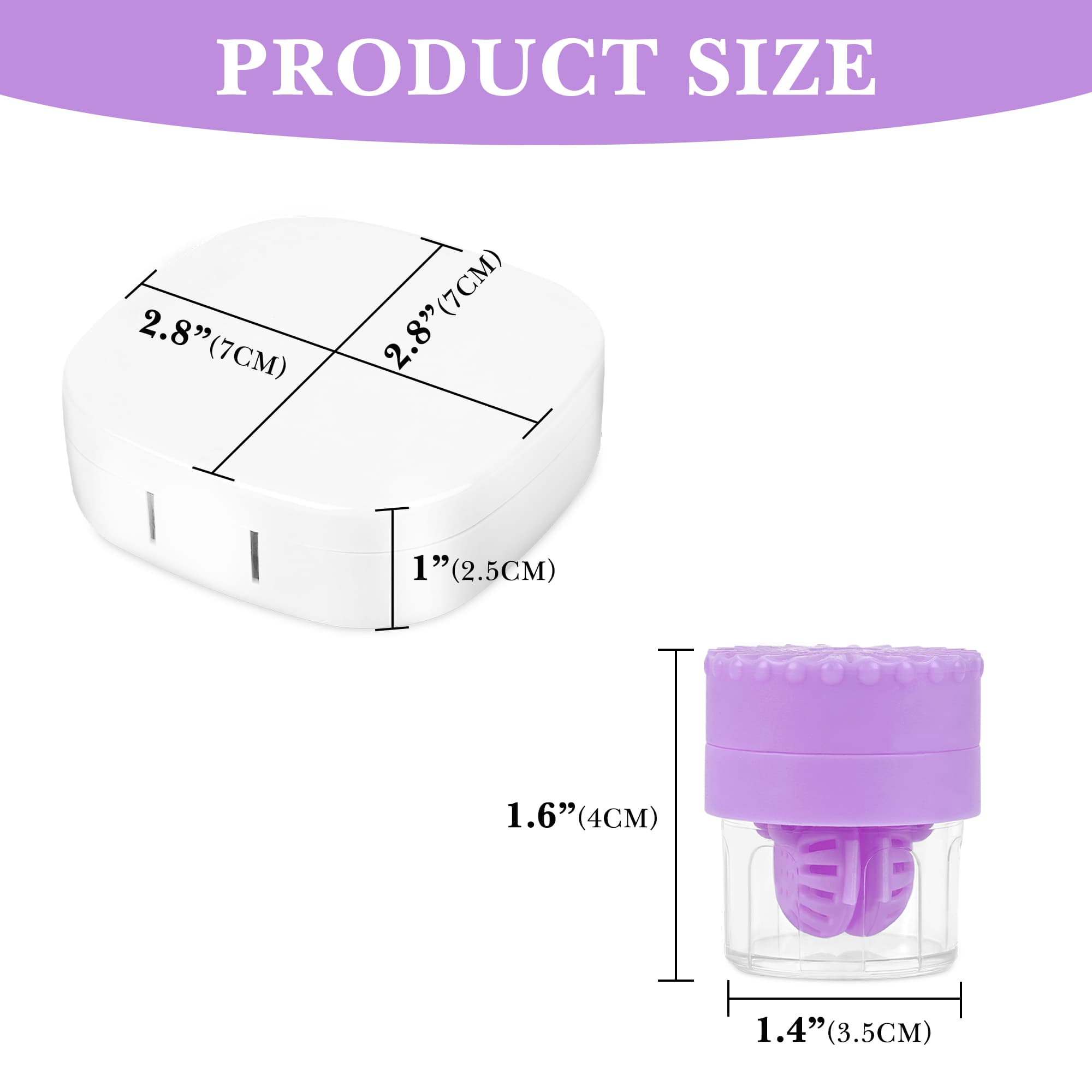 ReignSword 2 Pack Contact Lens Case with Manual Cleaner, Portable Travel Contact Cases Kit with Mirror for Daily & Outdoor Use, Includes Solution Bottle Tweezers Cleaning Tool (White & Purple) - 1